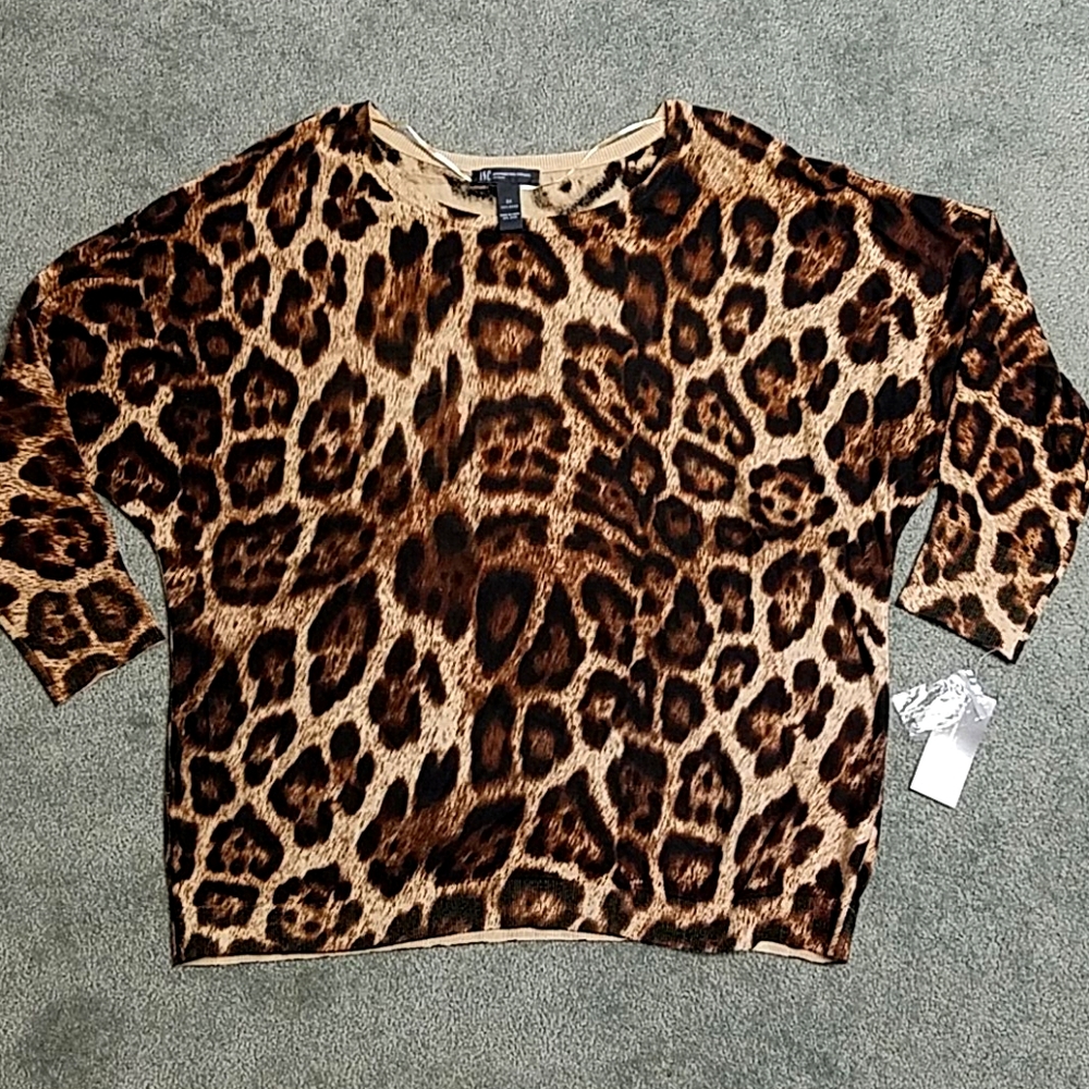 INC Leopard Lightweight Sweater NWT